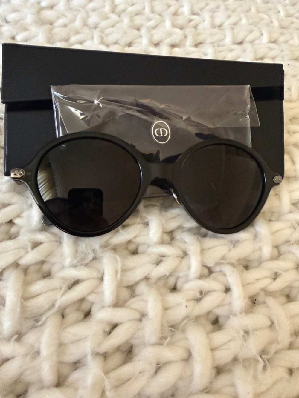 Dior Black Round Women's Sunglasses with Dark Lenses